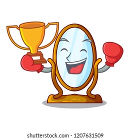 Boxing winner big dressing mirror isolated on mascot