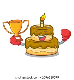 Boxing winner birthday cake mascot cartoon