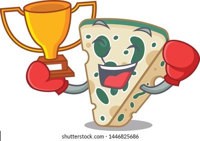 Boxing winner blue cheese isolated with the mascot