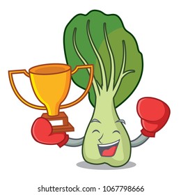 Boxing winner bok choy mascot cartoon