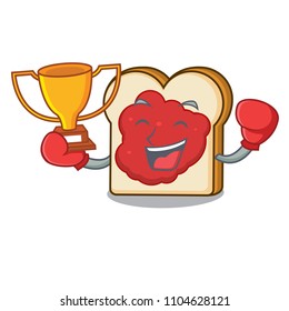 Boxing winner bread with jam mascot cartoon