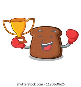 Boxing winner brown bread mascot cartoon