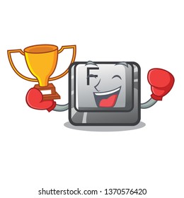 Boxing winner button F on a keyboard cartoon