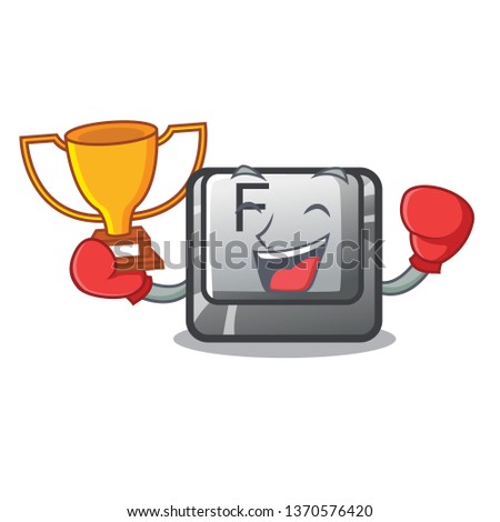 Boxing winner button F on a keyboard cartoon