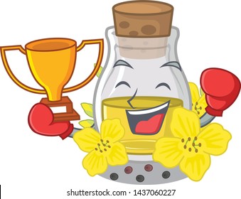 Boxing winner canola seed oil on a cartoon