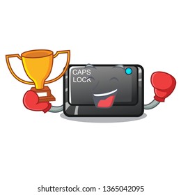 Boxing winner capslock button isolated with the cartoon