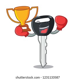 Boxing winner car key on clipping path character
