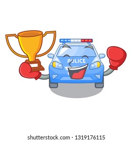 Boxing winner car police isolated with in mascot