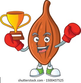 Boxing winner cartoon choco with character mascot style