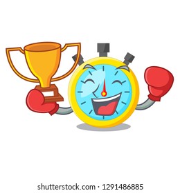 Boxing winner cartoon stopwatch on for the race