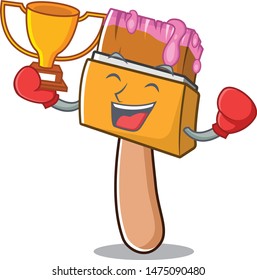 Boxing winner character paint brushes in the warehouse