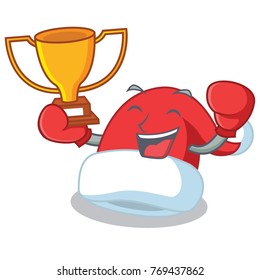 Boxing winner Christmas hat character cartoon