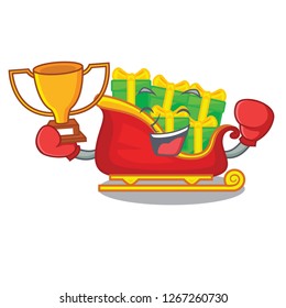 Boxing winner christmas Santa sleigh isolated on mascot