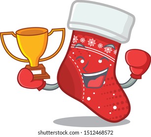 Boxing winner christmas stocking character in a bag