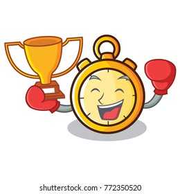 Boxing winner chronometer character cartoon style