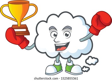 Boxing winner cloud bubble on a white background.