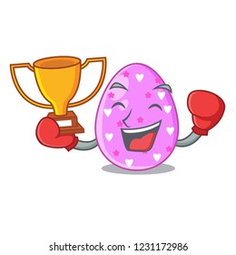 Boxing winner color the easter eggs isolated mascot
