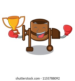 Boxing winner concrete mixer mascot cartoon