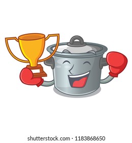Boxing winner cookware stock pot isolated on mascot