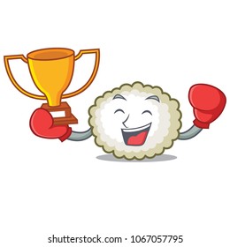 Boxing winner cotton ball mascot cartoon
