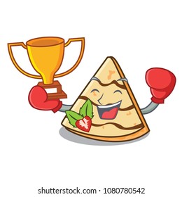 Boxing winner crepe mascot cartoon style
