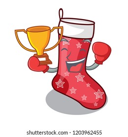 Boxing winner cute christmas socks isolated on mascot