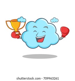Boxing winner cute cloud character cartoon