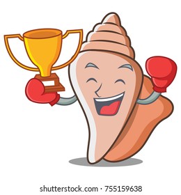 Boxing winner cute shell character cartoon