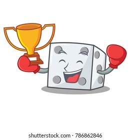 Boxing winner dice character cartoon style