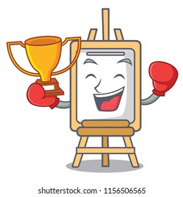 Boxing winner easel mascot cartoon style