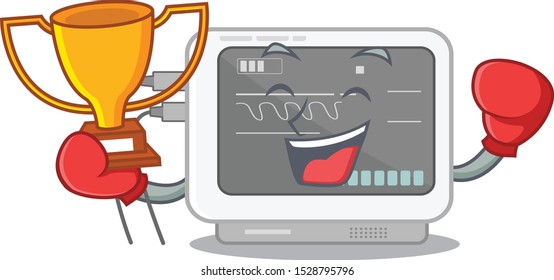 Boxing winner ecg machine in the mascot shape