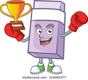 Boxing winner eraser cartoon isolated on white background.