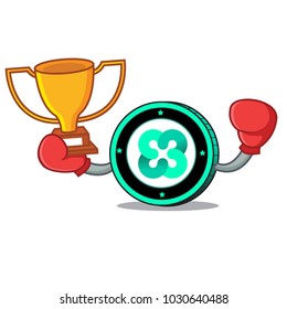 Boxing winner Ethos coin mascot cartoon