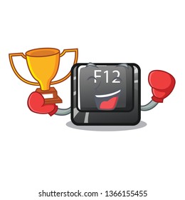 Boxing winner f12 button installed on cartoon computer