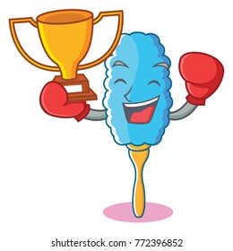 Boxing winner feather duster character cartoon