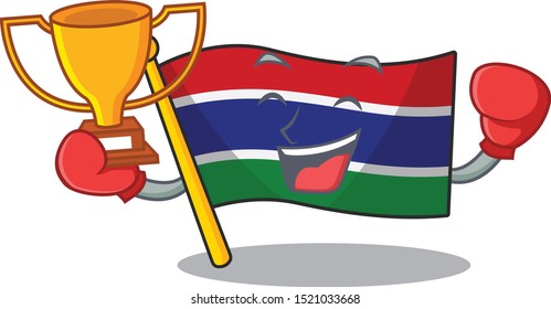 Boxing winner flag gambia placed in mascot drawer