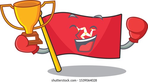 Boxing winner flag isle of man with cartoon