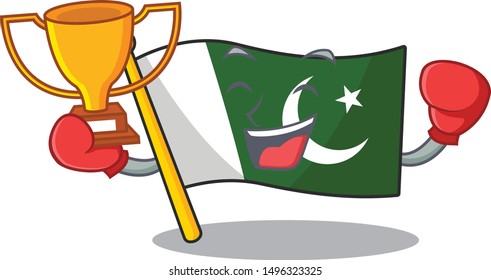Boxing winner flag pakistan isolated in the cartoon