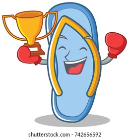Boxing winner flip flops character cartoon