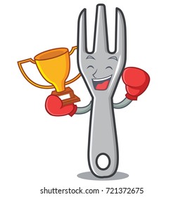 Boxing winner fork character cartoon style