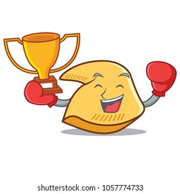 Boxing winner fortune cookie mascot cartoon
