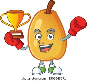 Boxing winner fragrant pear cartoon character with mascot