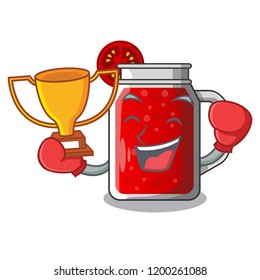 Boxing winner fresh tomato juice isolated on mascot