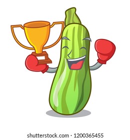 Boxing winner fresh vegetable zucchini isolated on mascot