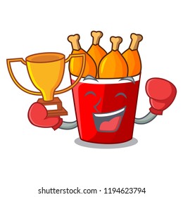 Boxing winner fried chicken bucket isolated on mascot