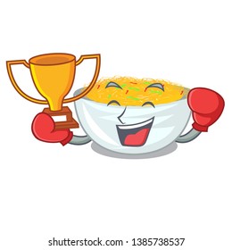 Boxing winner fried noodles in the mascot shape