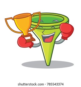 Boxing winner funnel character cartoon style