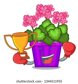 Boxing winner geranium flowers in the cartoon shape