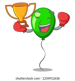 Boxing winner green balloon on character plastic stick