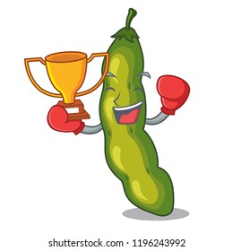 Boxing winner green beans pod isolated on mascot